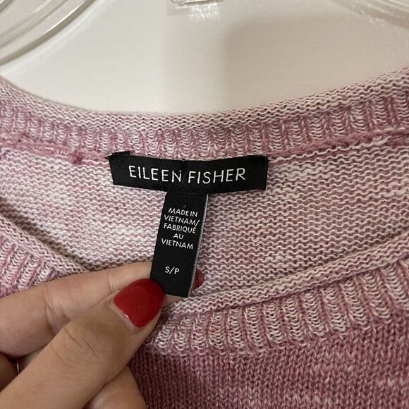 EILEEN FISHER Pink knit pullover organic linen round neck sweater top - Picture 2 of 4